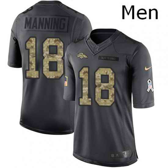 Men Nike Denver Broncos 18 Peyton Manning Limited Black 2016 Salute to Service NFL Jersey